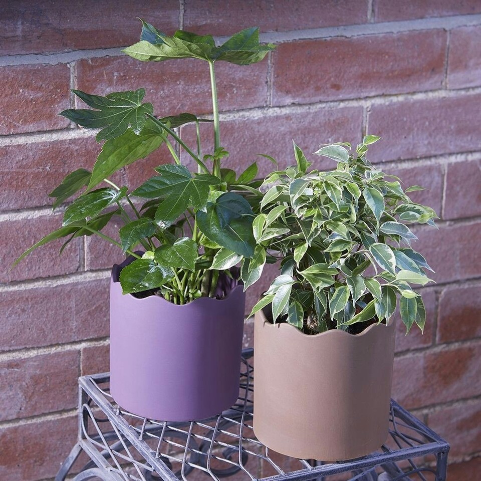 image 1 of Ceramic Indoor Plant Pot Earthy Brick - H13.5cm