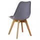 image 3 of Single Scandinavian Dining Chair with Leather Cushions Solid Wood Legs Grey