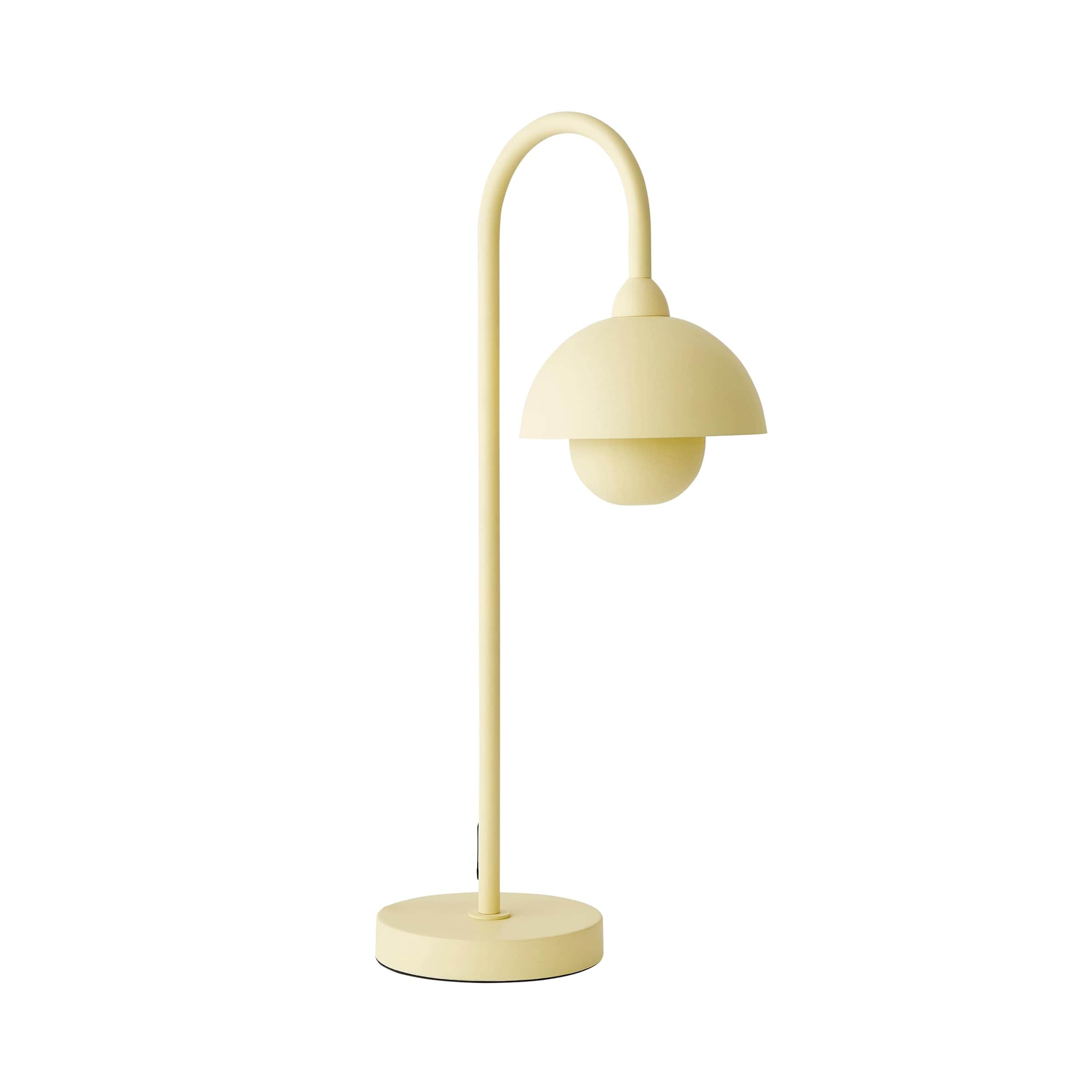ValueLights Tilly Pastel Lemon Arched Dome Shade Metal Table Lamp Yellow