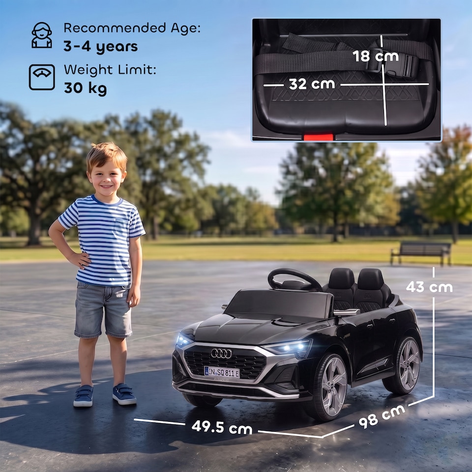image 1 of AIYAPLAY Audi Q8 etron Sportback Licensed 12V Kids Electric Car with Remote
