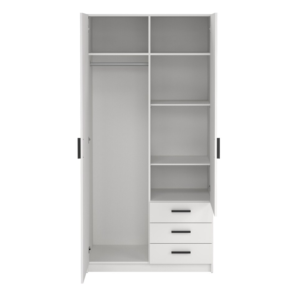 image 1 of Sprint Wardrobe with 2 Doors + 3 Drawers in White