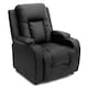 image 1 of Oscar Pushback Recliner Bonded Leather w Cupholders Chair | Black | Black | One Size