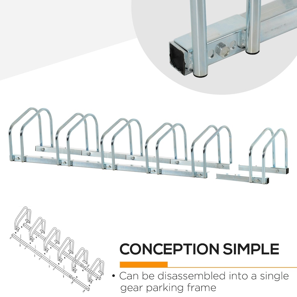 image 1 of HOMCOM Bike Parking Rack Bicycle Locking Storage Stand for 6 Cycling Black