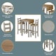 image 2 of Premium Corona Grey Square High Breakfast Bar Dining Set with Drop Leaf Table and 2 Bar Chairs | Grey | Grey | One Size | 1