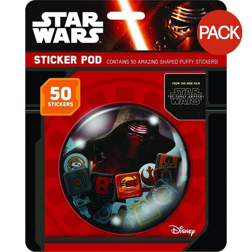 Star Wars Paper Puffy Stickers (Pack of 50) - Red/Black - One Size