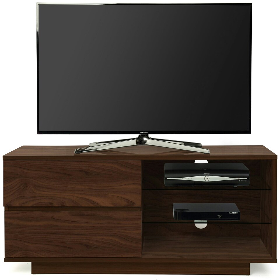image 1 of Centurion Supports Gallus Premium Walnut with 2-Walnut Drawers and 3-Shelves 32"-55" LED/OLED/LCD TV Cabinet Brown