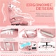 image 5 of Yaheetech Ergonomic Computer Chair with Massage Lumbar Pillow | Multi | Pink/White | One Size | 1