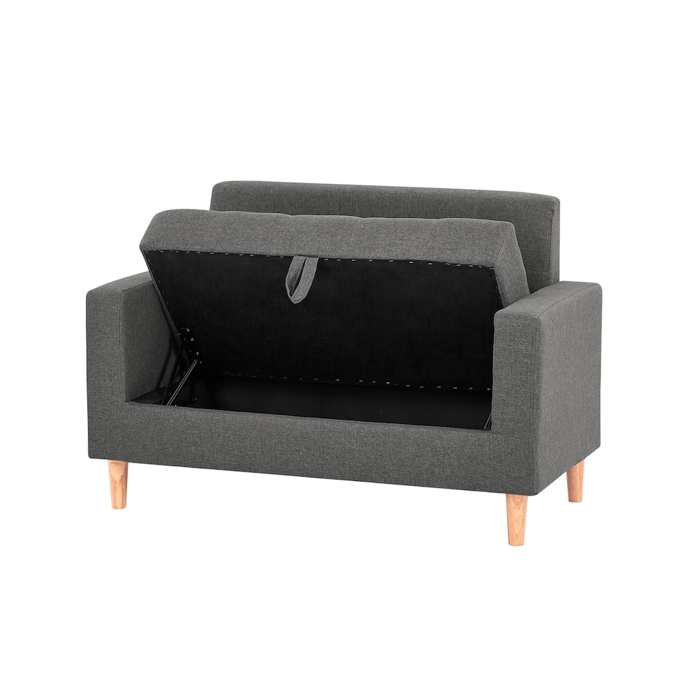 image 1 of 2 Seater Compact Smart Storage Sofa in Durable Fabric - Dark Grey | Grey | Grey | Two Seater | 1