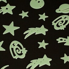 Assorted Glow In The Dark Stick-On Galaxy Stars And Moon Plastic Shapes - Pack of 24