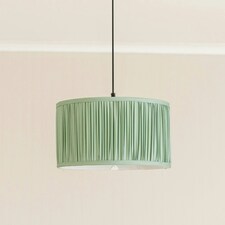 ValueLights Jess Green Fabric Ruched Pleated Large Drum Shade