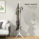 image 4 of HOMCOM Coat Rack Bamboo Coat Stand with 8 Hooks for Handbags, White