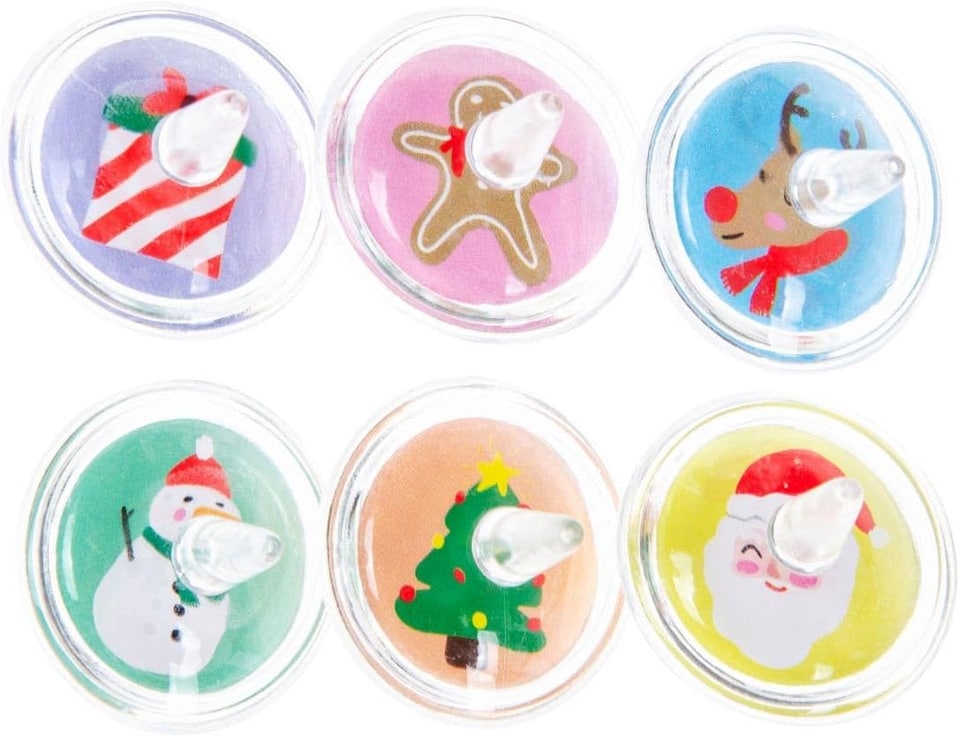 image 1 of Bag of 12 Christmas Spinning Tops
