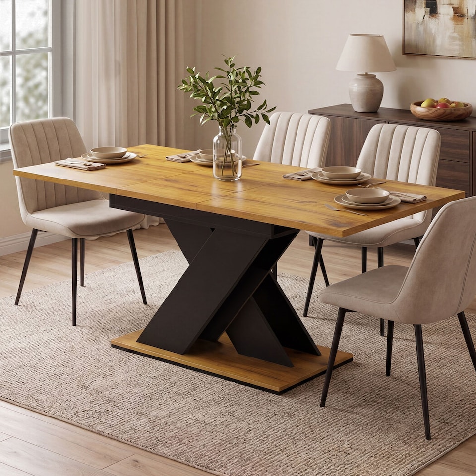 image 1 of Levede Extendable Dining Table Wooden 120 to 160CM for 4 to 6 Seats