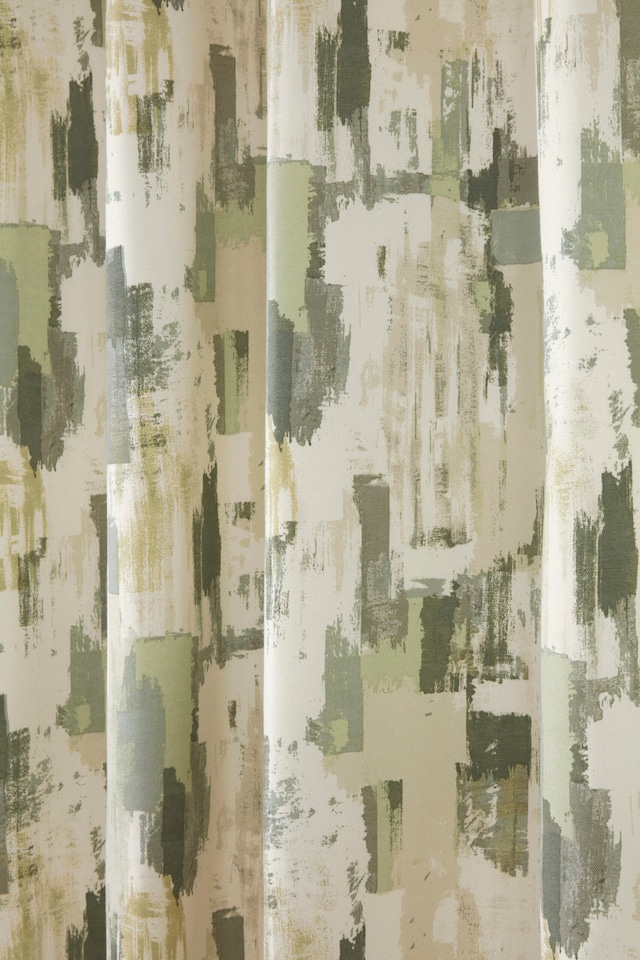 image 1 of Bamford - Fully Lined Abstract Curtains - Eyelet - Polycotton (Fennel, Filled Cover - 18'' x 18'' (Single))