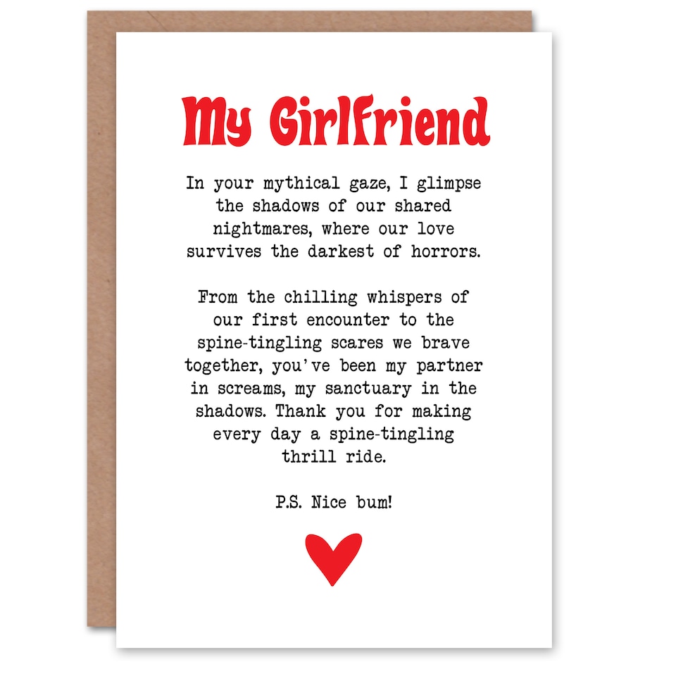 image 1 of Greeting Card Love Poem Horror Fan Girlfriend Romantic Poetry