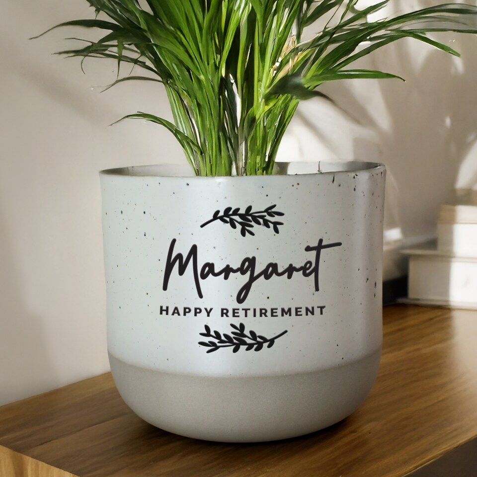 image 1 of Personalised Botanical Flecked Plant Pot