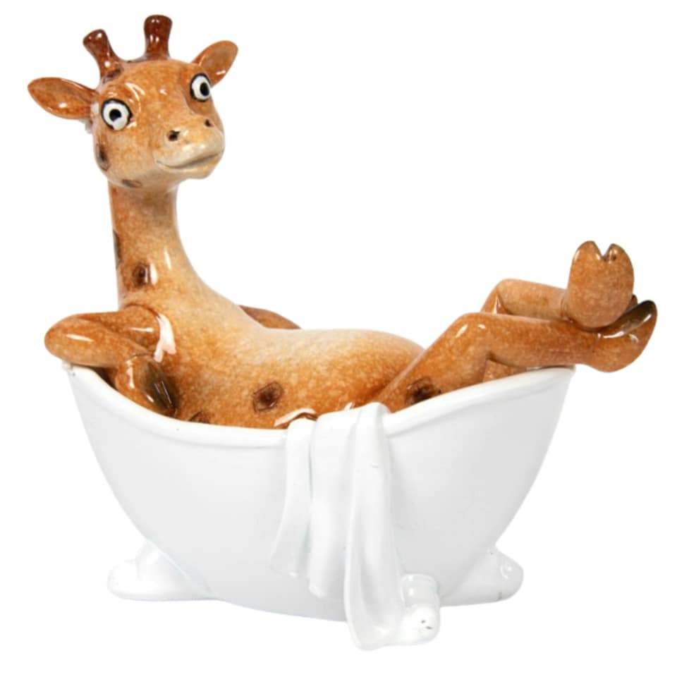 image 1 of 'Bathtime' Giraffe in Bath Tub Figurine Novelty Bathroom Decoration