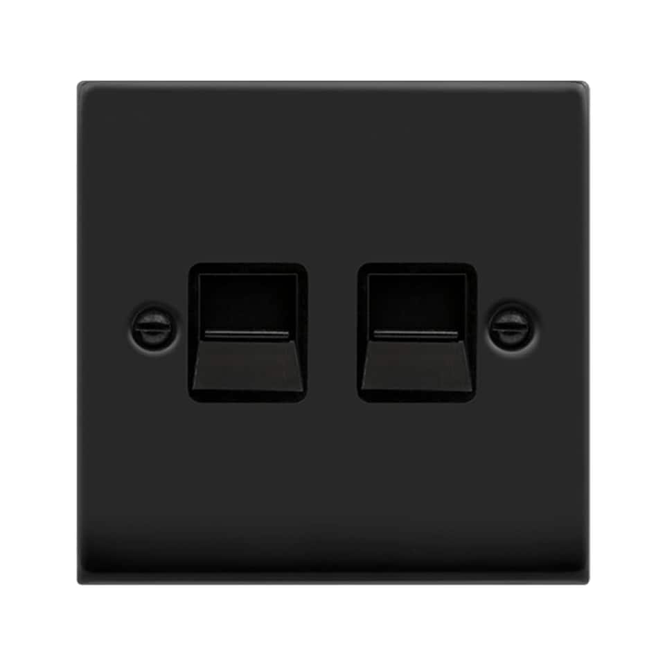 image 1 of SE HOME Matt Black Master Telephone Twin Socket | Black | Matt Black