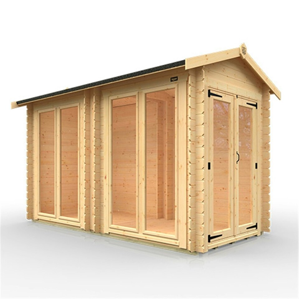 image 1 of 12ft x 6ft (3500mm x 1750mm) Horsforth " The Lincoln" 19mm Log Cabin with 4 Full Pane Windows