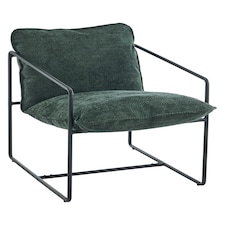 Tivoli Occasional Chair - L90 x W65 x H84 cm - Black Metal - Green Fabric