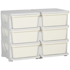 HOMCOM Kids Storage Units with Drawers Chest Dresser Tower | Cream | 75 x 37 x 56.5cm