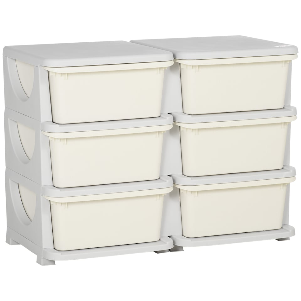 image 1 of HOMCOM Kids Storage Units with Drawers Chest Dresser Tower | Cream | 75 x 37 x 56.5cm