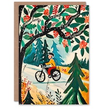 Man On Bike Mountains Simple Colourful Him Her Birthday Card