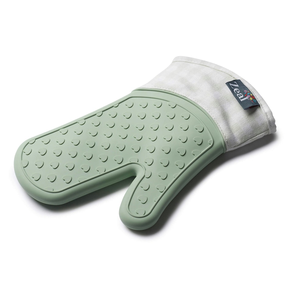 image 1 of Steam Stop™ Silicone Single Oven Glove, Gingham Blue | Duck Egg Blue