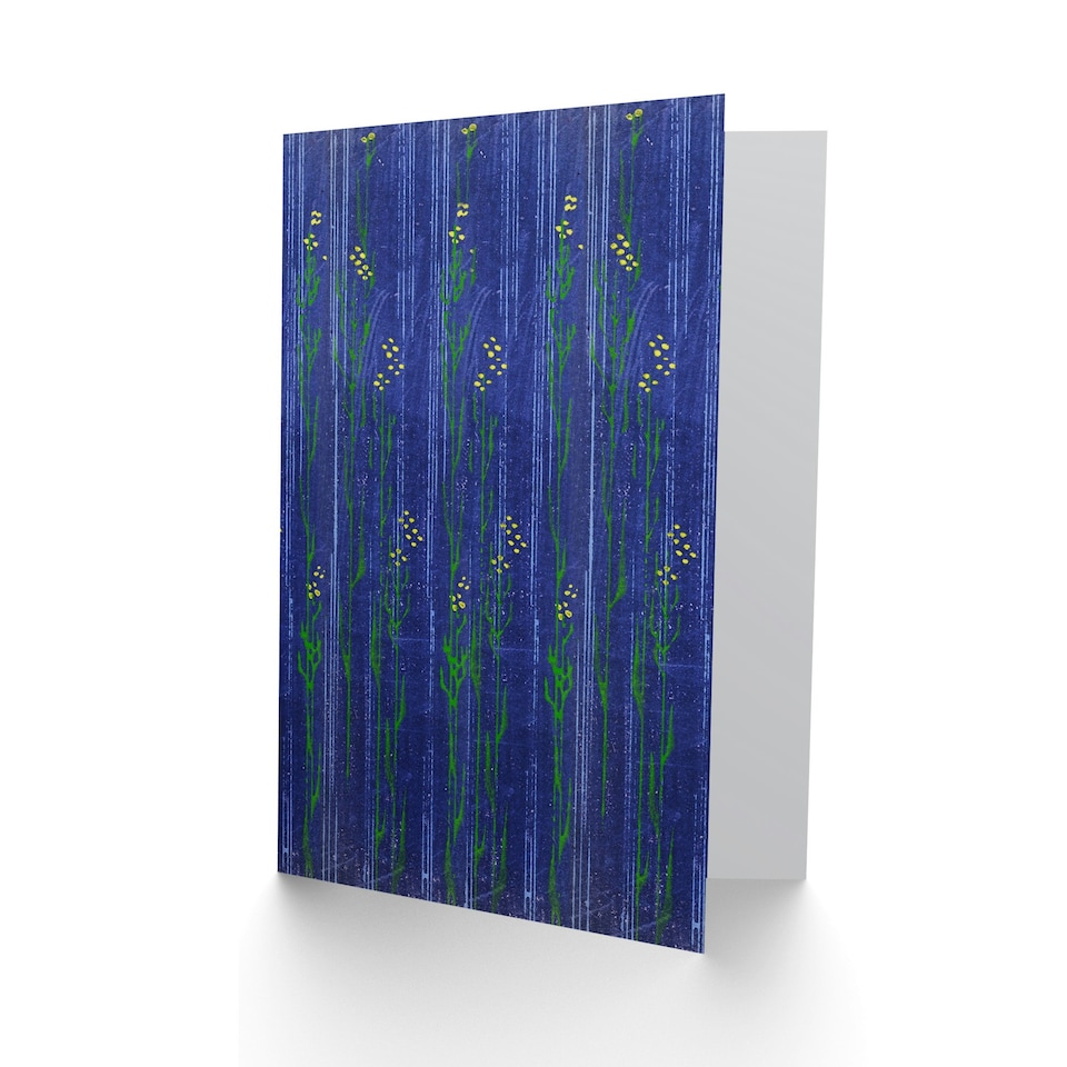 image 1 of Furuya Korin Art Card Vintage Japanese Blue Floral Pattern