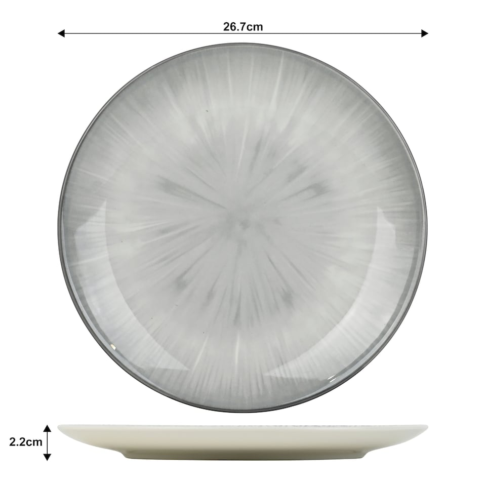 image 1 of 12pc Silver Star Reactive Porcelain Dinner Set