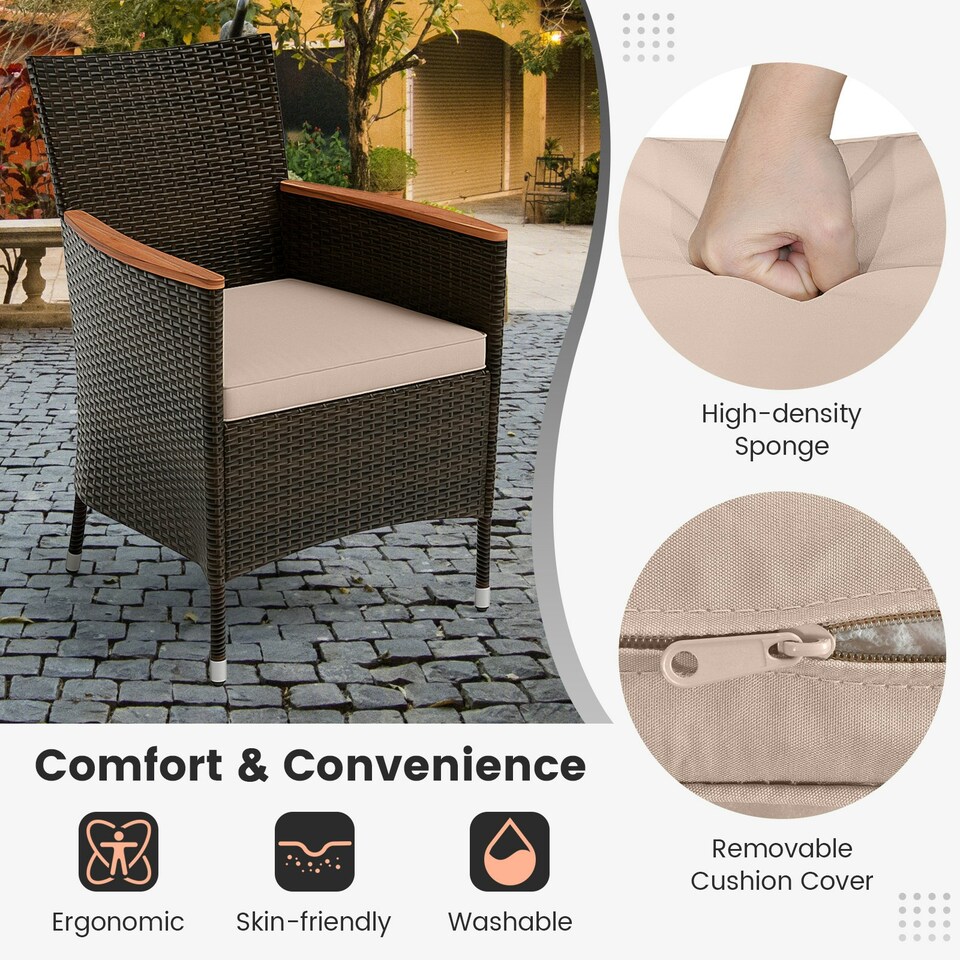 image 1 of COSTWAY 7 Pieces Patio Wicker Dining Set