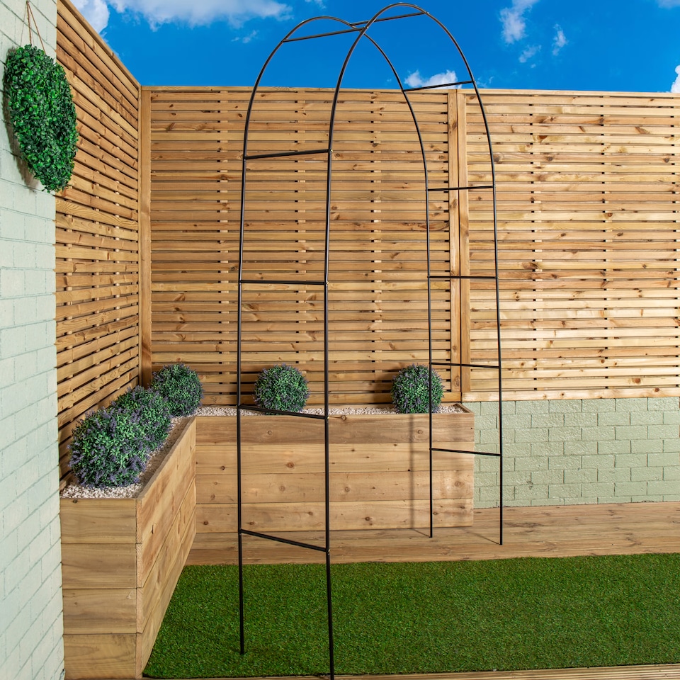 image 1 of 2.4m (7ft 10") Coated Steel Metal Garden Rose Arch / Trellis