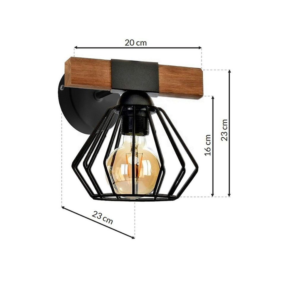 image 1 of Milagro Wall Lamp Ulf Black / Wood 1XE27 60W
