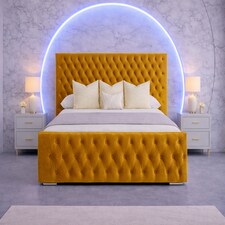 The Luxury Duke 4FT6 Double Bed Frame in Mustard Plush