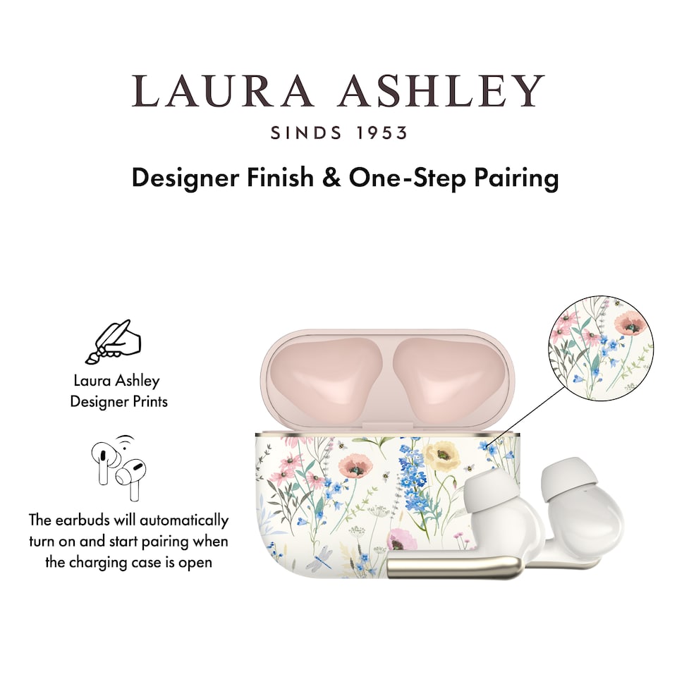 image 1 of Laura Ashley Alford Meadow 'Skylark' True Wireless Earbuds with HD Microphone and Charging Case