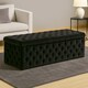 image 1 of 180cm Wide Lux Ottoman Storage Box, Black Velvet Upholstered Chesterfield Storage Ottoman Box