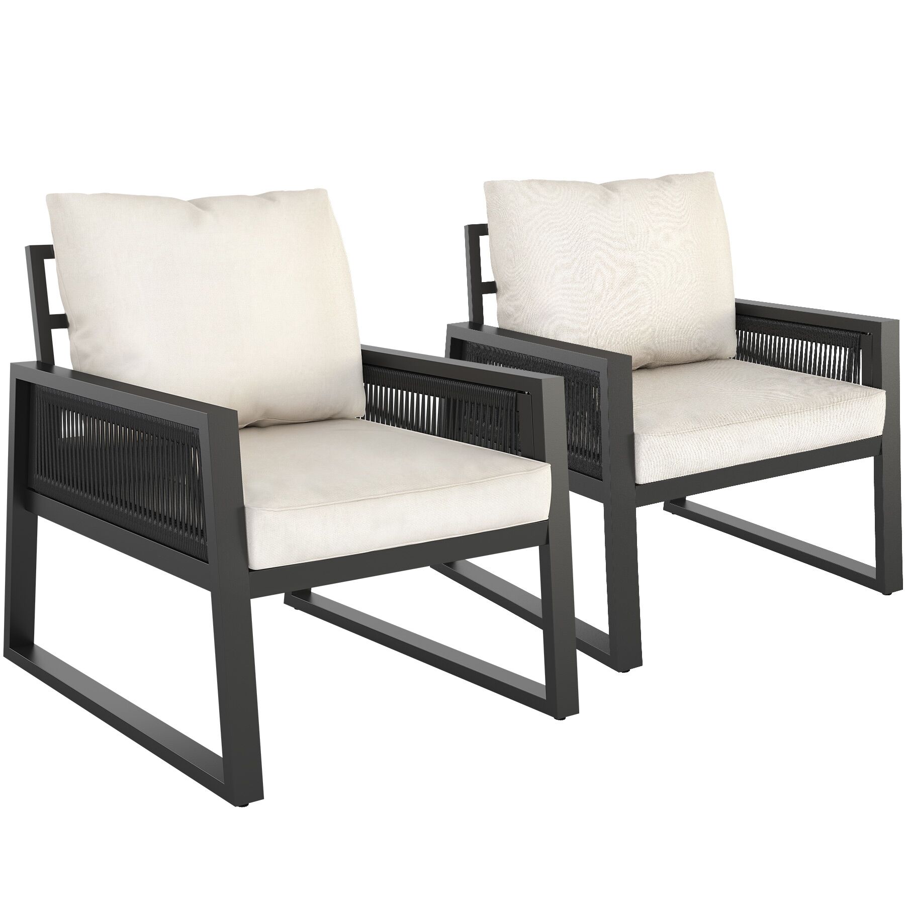Captive aluminum garden lounge set in rope design | Grey