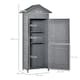 image 10 of Outsunny Wooden Garden Storage Shed Utility Gardener Cabinet w 3 Shelves, Tiltedfelt Roof and Two Lockable Doors, 79cm x 49cm x 191.5cm, Dark Grey