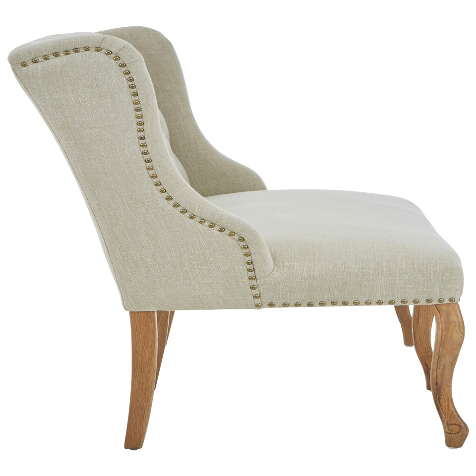image 1 of Interiors By Premier Elegant 2 Seat Natural Linen Bench, Sleek Dining Bench,Luxe Wooden Bench,Spacious Outdoor Settee Cream