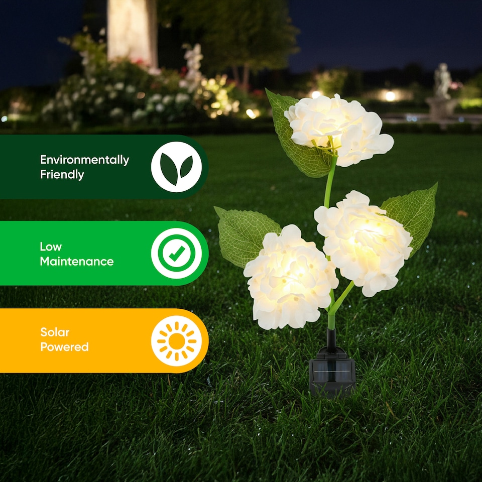 image 1 of Gardenwize Hydrangea Solar Stake Lights with 30 warm LED's