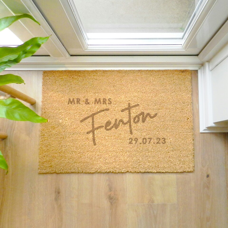 image 1 of Personalised Couples Rectangle Indoor Doormat