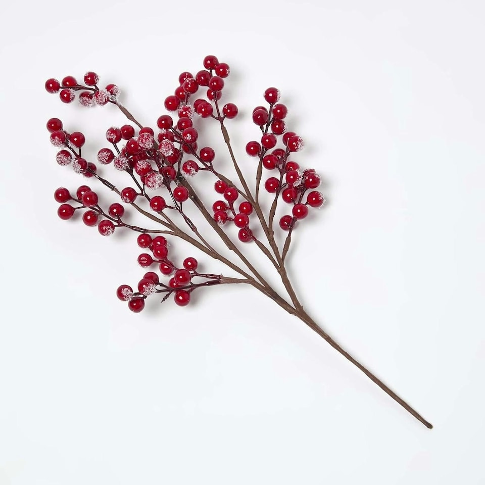 image 1 of Homescapes Artificial Winter Snow Berry Single Stem Bouquet