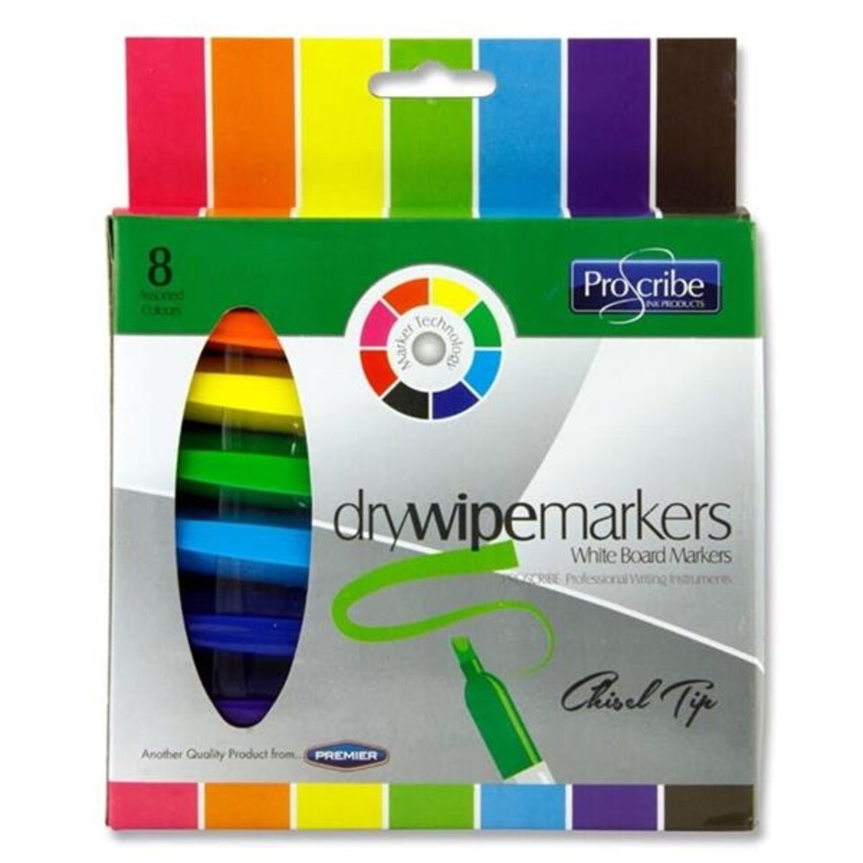 image 1 of Box of 8 Chisel Tip White Board Marker Pens by Pro:scribe