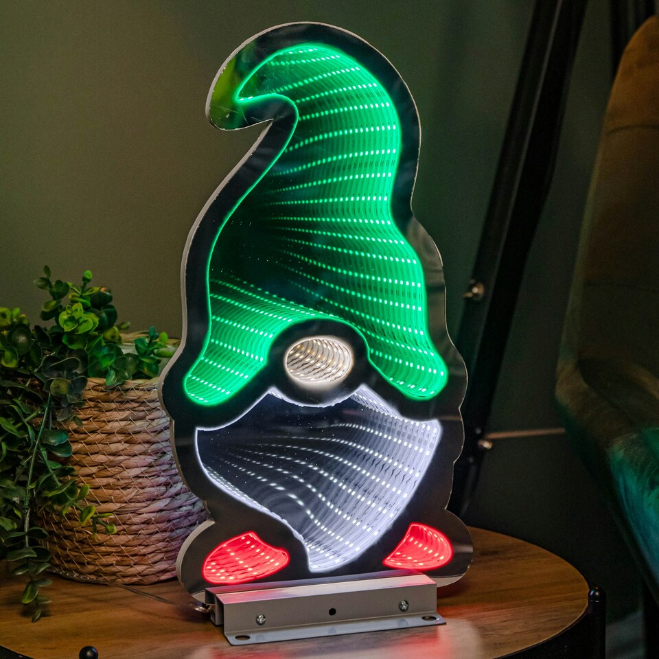 image 1 of 40cm Infinity Gonk with Hat on Metal Base with Green, White and Red LEDs