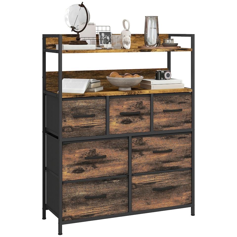 image 1 of HOMCOM Bedroom Chest of Drawers 7 Drawer Dresser w/ Shelves