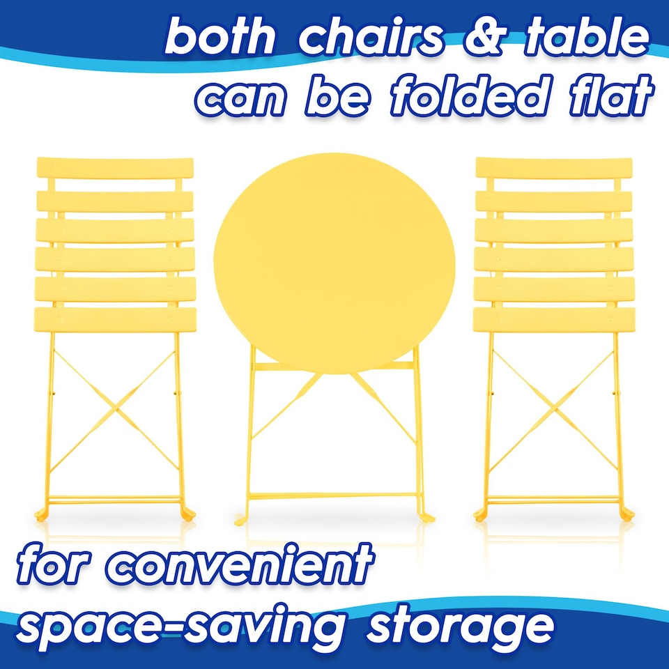 image 1 of Harbour Housewares 2 Seater Sussex Bistro Set - Round - Navy | Blue | Navy | 1