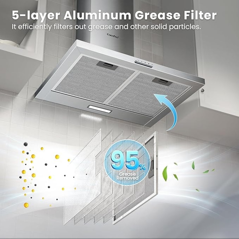 image 1 of Comfee 3-Speed Stainless Steel Range Hood With LED Light - 60cm
