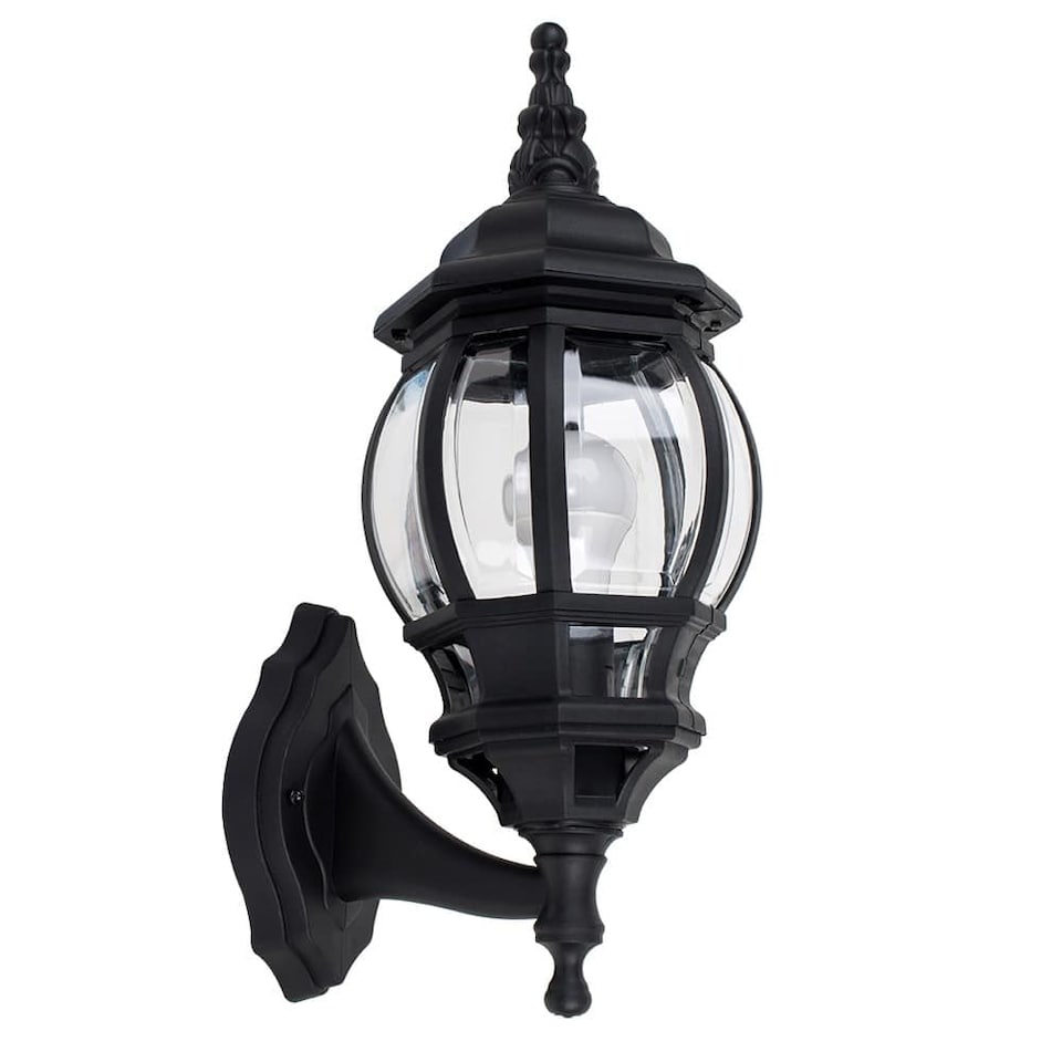 image 1 of ValueLights Windsor Black Outdoor Security Lantern Wall Light
