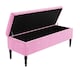 image 5 of 120cm Paris Striped Ottoman Storage Bench- Plush Velvet Shoe Bench - Pink Upholstery Footstool with Storage