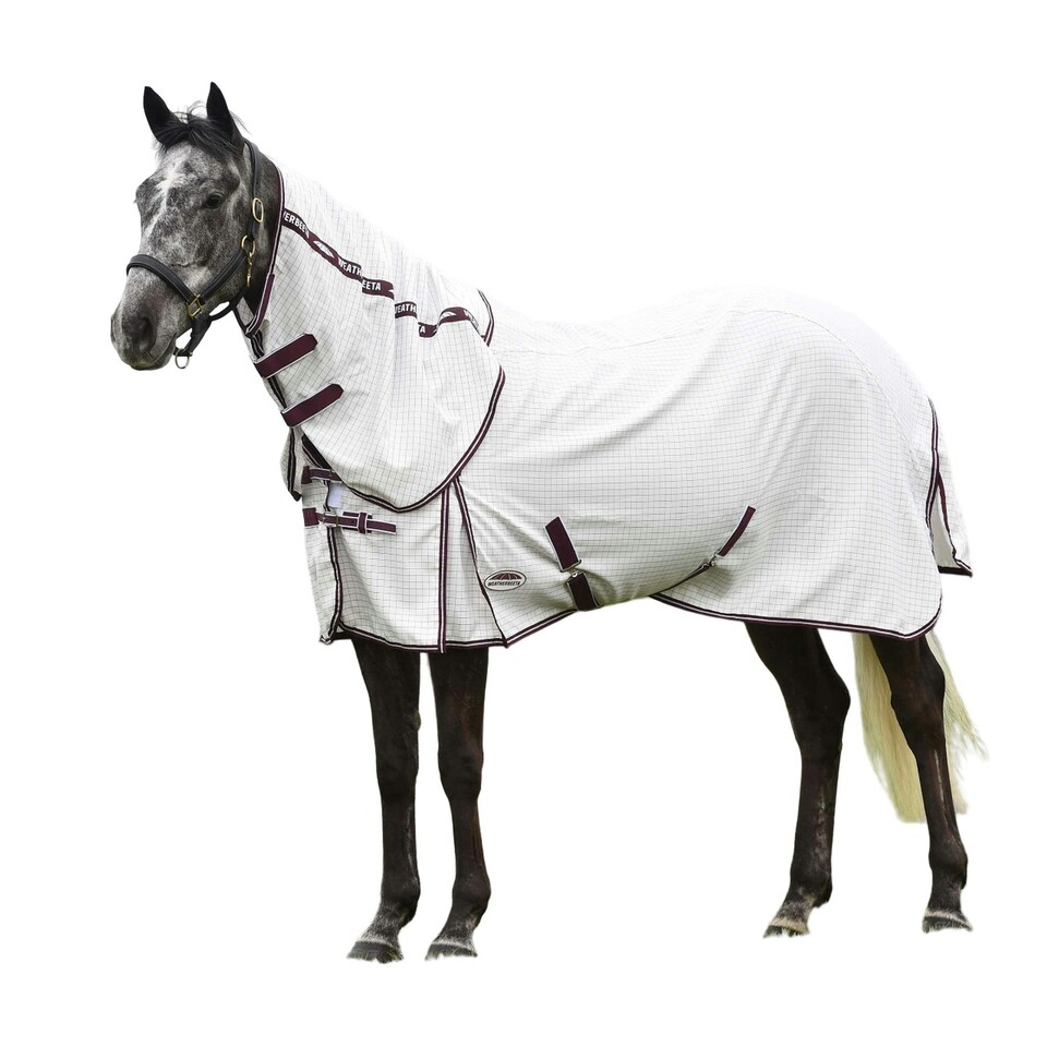 image 1 of Weatherbeeta Hybrid Seasons Combo Neck Horse Fly Rug - White/Maroon - 6´